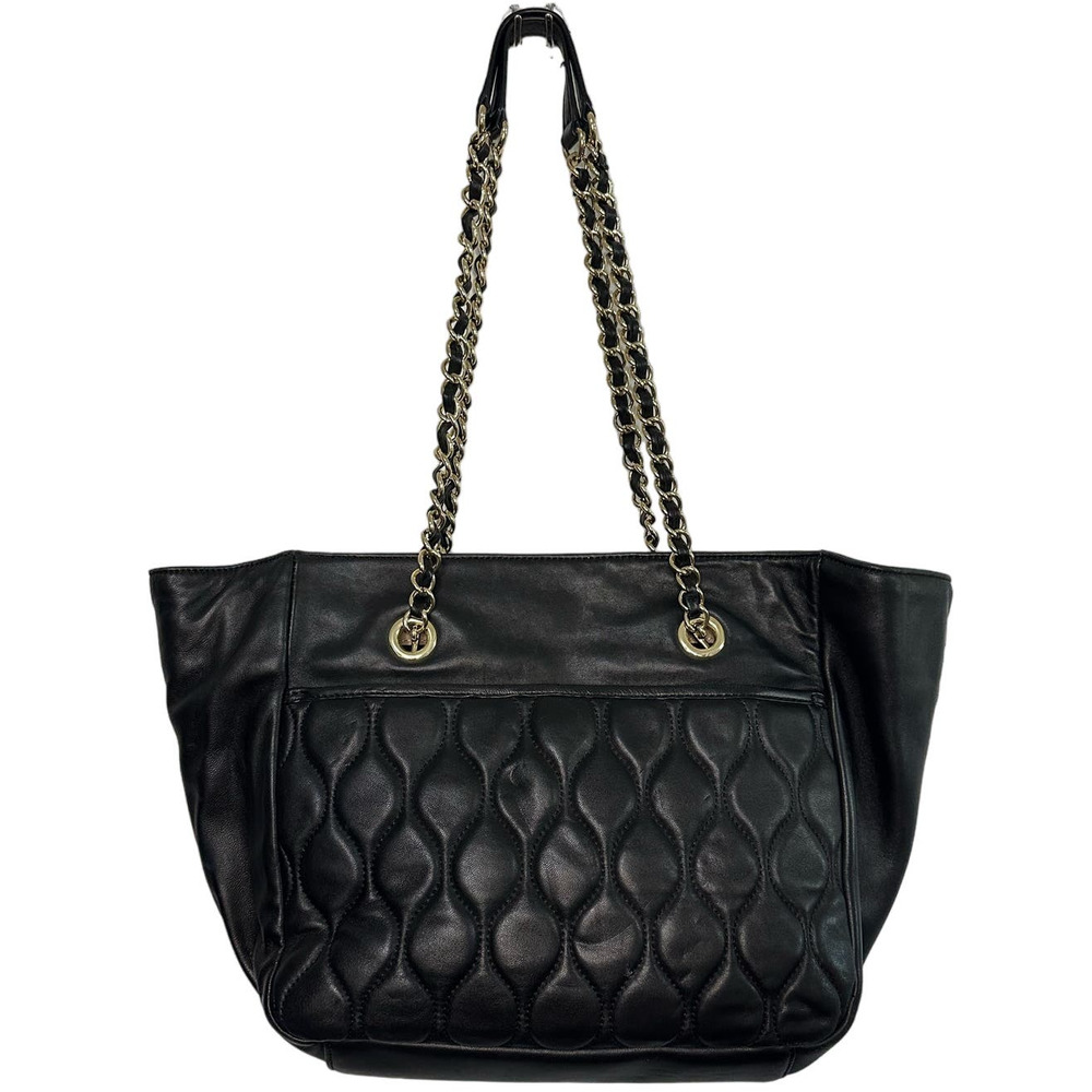 Talbots Black Leather Quilted Shoulder Tote